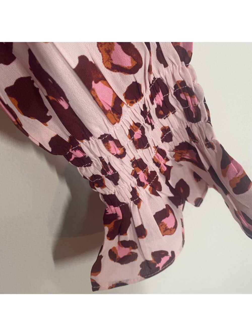 Grace + Emma Womens Leopard Print Long Sleeve Blouse 3XL Pink & Burgundy - Picture 4 of 8